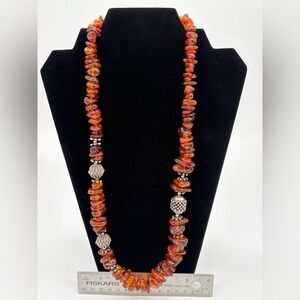 Amber and Sterling Silver Necklace